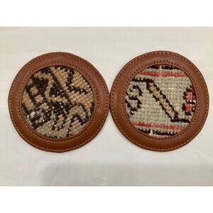 NEW Coaster Set • Leather + Woven
Fabric (Set of 2)